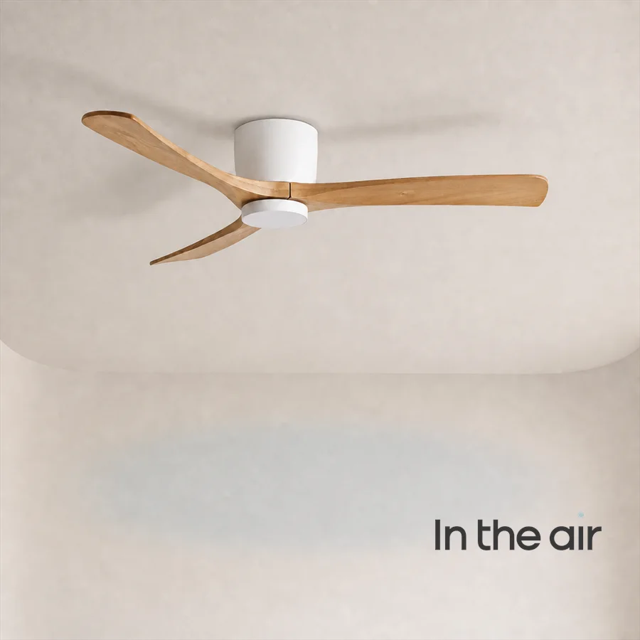 S2 slim ceiling fan with solid rubberwood blades